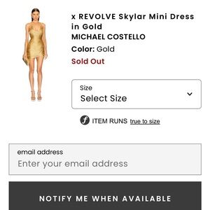 Michael Costello X Revolve gold halter dress. Sold out, never worn, with tags!